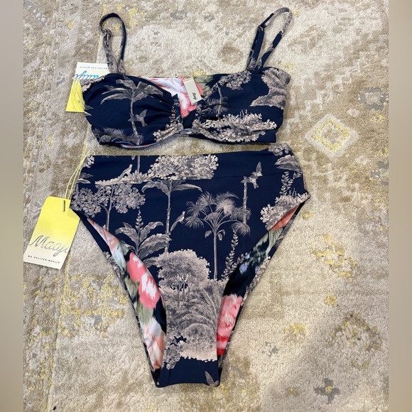 Maaji Anthropologie Sustainable Night Jungle Irene Reversible Bandeau Bikini - Picture 4 of 14